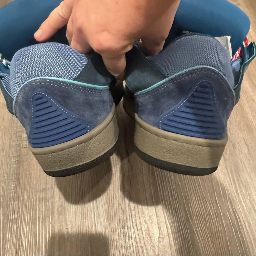 Lanvin Curb Blue Suede Leather Low Top Sneakers